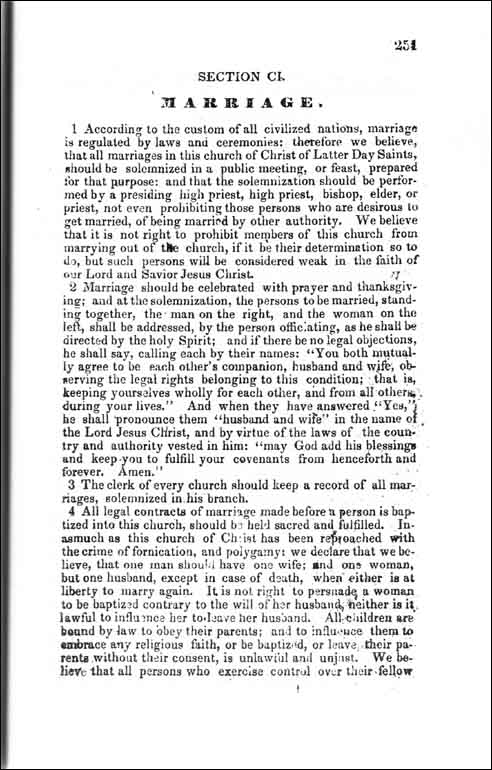 1835 Doctrine and Covenants, Section CI, Page 1